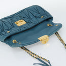 Miu Miu Matelasse Chain Shoulder Bag Leather Blue Gold Auth 191596A-19