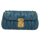 Miu Miu Matelasse Chain Shoulder Bag Leather Blue Gold Auth 191596A-13