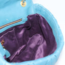 Miu Miu Matelasse Chain Shoulder Bag Leather Blue Gold Auth 191596A-21