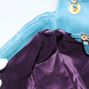 Miu Miu Matelasse Chain Shoulder Bag Leather Blue Gold Auth 191596A-22