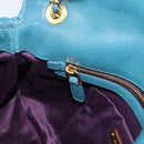 Miu Miu Matelasse Chain Shoulder Bag Leather Blue Gold Auth 191596A-23