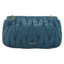 Miu Miu Matelasse Chain Shoulder Bag Leather Blue Gold Auth 191596A-2