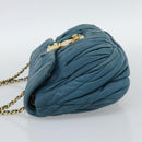 Miu Miu Matelasse Chain Shoulder Bag Leather Blue Gold Auth 191596A-3