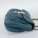 Miu Miu Matelasse Chain Shoulder Bag Leather Blue Gold Auth 191596A-4