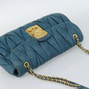 Miu Miu Matelasse Chain Shoulder Bag Leather Blue Gold Auth 191596A-6