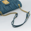 Miu Miu Matelasse Chain Shoulder Bag Leather Blue Gold Auth 191596A-7