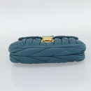 Miu Miu Matelasse Chain Shoulder Bag Leather Blue Gold Auth 191596A-5