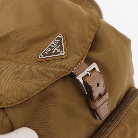 PRADA Backpack Nylon Brown Silver Auth 191597