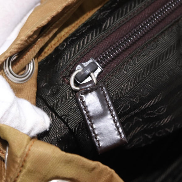 PRADA Backpack Nylon Brown Silver Auth 191597