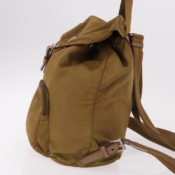 PRADA Backpack Nylon Brown Silver Auth 191597