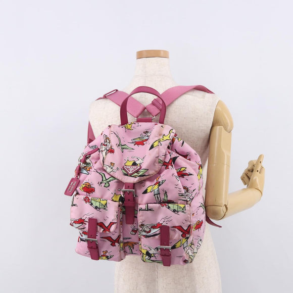 PRADA Backpack Nylon Pink Silver Auth 191598A