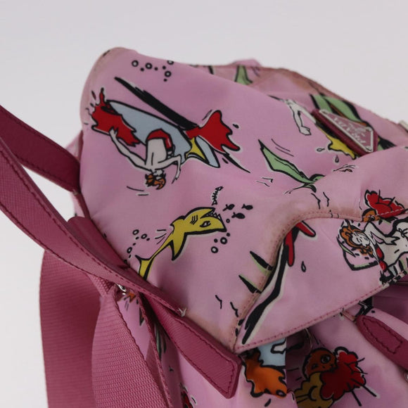 PRADA Backpack Nylon Pink Silver Auth 191598A
