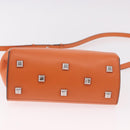 Salvatore Ferragamo Gancini Hand Bag Leather 2way Orange Silver Auth 191599A-11