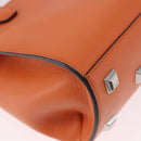 Salvatore Ferragamo Gancini Hand Bag Leather 2way Orange Silver Auth 191599A-14
