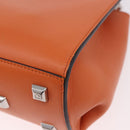 Salvatore Ferragamo Gancini Hand Bag Leather 2way Orange Silver Auth 191599A-15