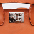Salvatore Ferragamo Gancini Hand Bag Leather 2way Orange Silver Auth 191599A-16