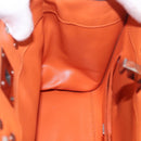 Salvatore Ferragamo Gancini Hand Bag Leather 2way Orange Silver Auth 191599A-20