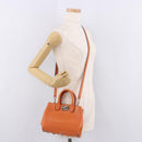 Salvatore Ferragamo Gancini Hand Bag Leather 2way Orange Silver Auth 191599A-24