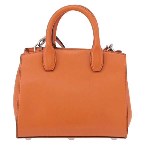 Salvatore Ferragamo Gancini Hand Bag Leather 2way Orange Silver Auth 191599A