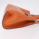 Salvatore Ferragamo Gancini Hand Bag Leather 2way Orange Silver Auth 191599A-4