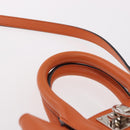Salvatore Ferragamo Gancini Hand Bag Leather 2way Orange Silver Auth 191599A-8