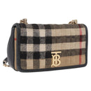 BURBERRY Nova Check Chain Shoulder Bag Cotton Beige Gold Auth 191600A-1