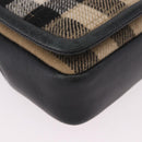BURBERRY Nova Check Chain Shoulder Bag Cotton Beige Gold Auth 191600A-10