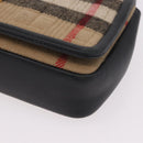 BURBERRY Nova Check Chain Shoulder Bag Cotton Beige Gold Auth 191600A-11