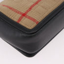 BURBERRY Nova Check Chain Shoulder Bag Cotton Beige Gold Auth 191600A-12