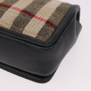 BURBERRY Nova Check Chain Shoulder Bag Cotton Beige Gold Auth 191600A-13