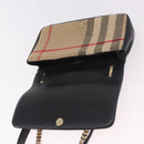 BURBERRY Nova Check Chain Shoulder Bag Cotton Beige Gold Auth 191600A-15