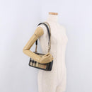 BURBERRY Nova Check Chain Shoulder Bag Cotton Beige Gold Auth 191600A-22
