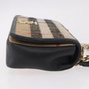 BURBERRY Nova Check Chain Shoulder Bag Cotton Beige Gold Auth 191600A-4