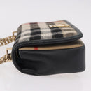 BURBERRY Nova Check Chain Shoulder Bag Cotton Beige Gold Auth 191600A-5