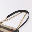 BURBERRY Nova Check Chain Shoulder Bag Cotton Beige Gold Auth 191600A-8