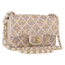 CHANEL Mini Matelasse 20 Chain Shoulder Bag Leather Ivory Gold CC Auth 191613SM-1