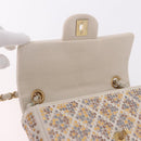 CHANEL Mini Matelasse 20 Chain Shoulder Bag Leather Ivory Gold CC Auth 191613SM-16