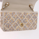CHANEL Mini Matelasse 20 Chain Shoulder Bag Leather Ivory Gold CC Auth 191613SM-17