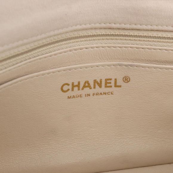 CHANEL Mini Matelasse 20 Chain Shoulder Bag Leather Ivory Gold CC Auth 191613SM