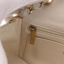CHANEL Mini Matelasse 20 Chain Shoulder Bag Leather Ivory Gold CC Auth 191613SM-23