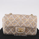 CHANEL Mini Matelasse 20 Chain Shoulder Bag Leather Ivory Gold CC Auth 191613SM-28