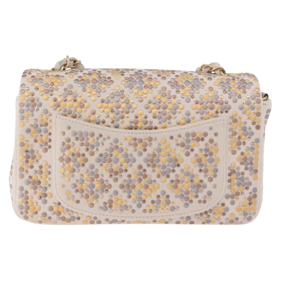 CHANEL Mini Matelasse 20 Chain Shoulder Bag Leather Ivory Gold CC Auth 191613SM