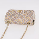 CHANEL Mini Matelasse 20 Chain Shoulder Bag Leather Ivory Gold CC Auth 191613SM-6