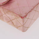 CHANEL Mini Matelasse 18 Chain Shoulder Bag Canvas Pink Gold CC Auth 191614-15