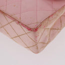 CHANEL Mini Matelasse 18 Chain Shoulder Bag Canvas Pink Gold CC Auth 191614-16