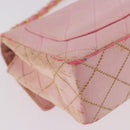 CHANEL Mini Matelasse 18 Chain Shoulder Bag Canvas Pink Gold CC Auth 191614-17