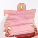 CHANEL Mini Matelasse 18 Chain Shoulder Bag Canvas Pink Gold CC Auth 191614-20