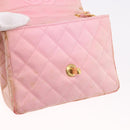 CHANEL Mini Matelasse 18 Chain Shoulder Bag Canvas Pink Gold CC Auth 191614-21