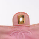 CHANEL Mini Matelasse 18 Chain Shoulder Bag Canvas Pink Gold CC Auth 191614-22