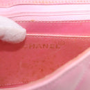 CHANEL Mini Matelasse 18 Chain Shoulder Bag Canvas Pink Gold CC Auth 191614-23